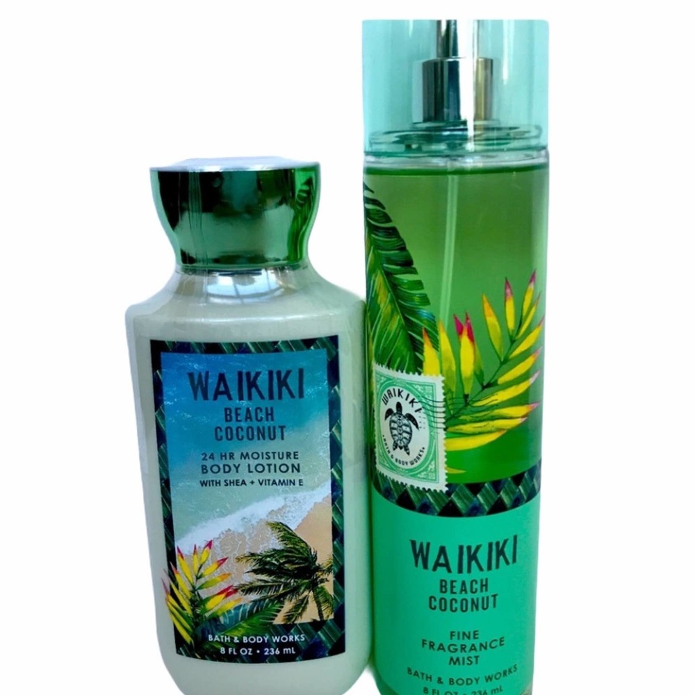 BATH & BODY WORKS WAIKIKI BEACH COCONUT LOTION & FRAGRANCE MIST GREAT GI…